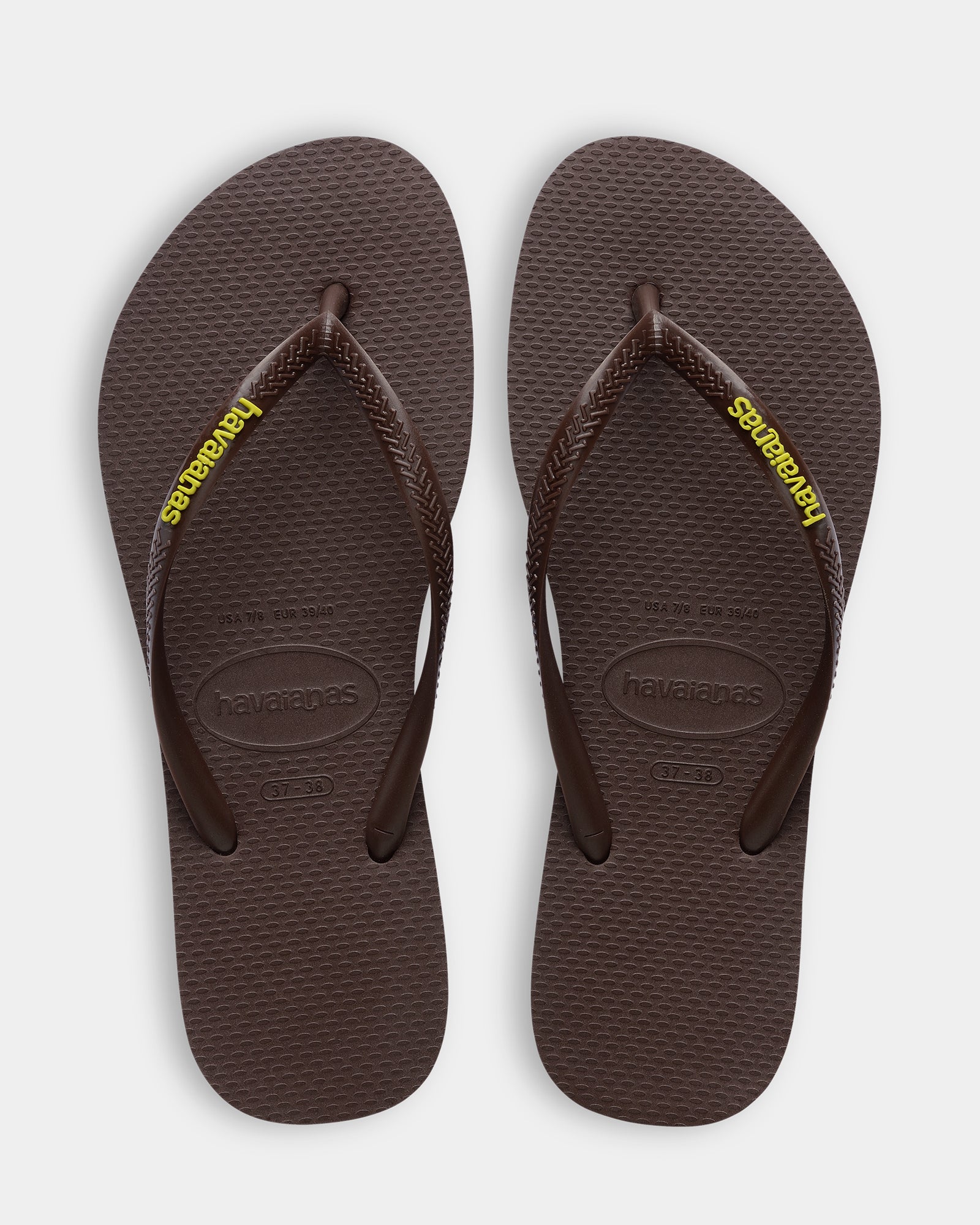 Womens Slim Rubber Logo Thongs