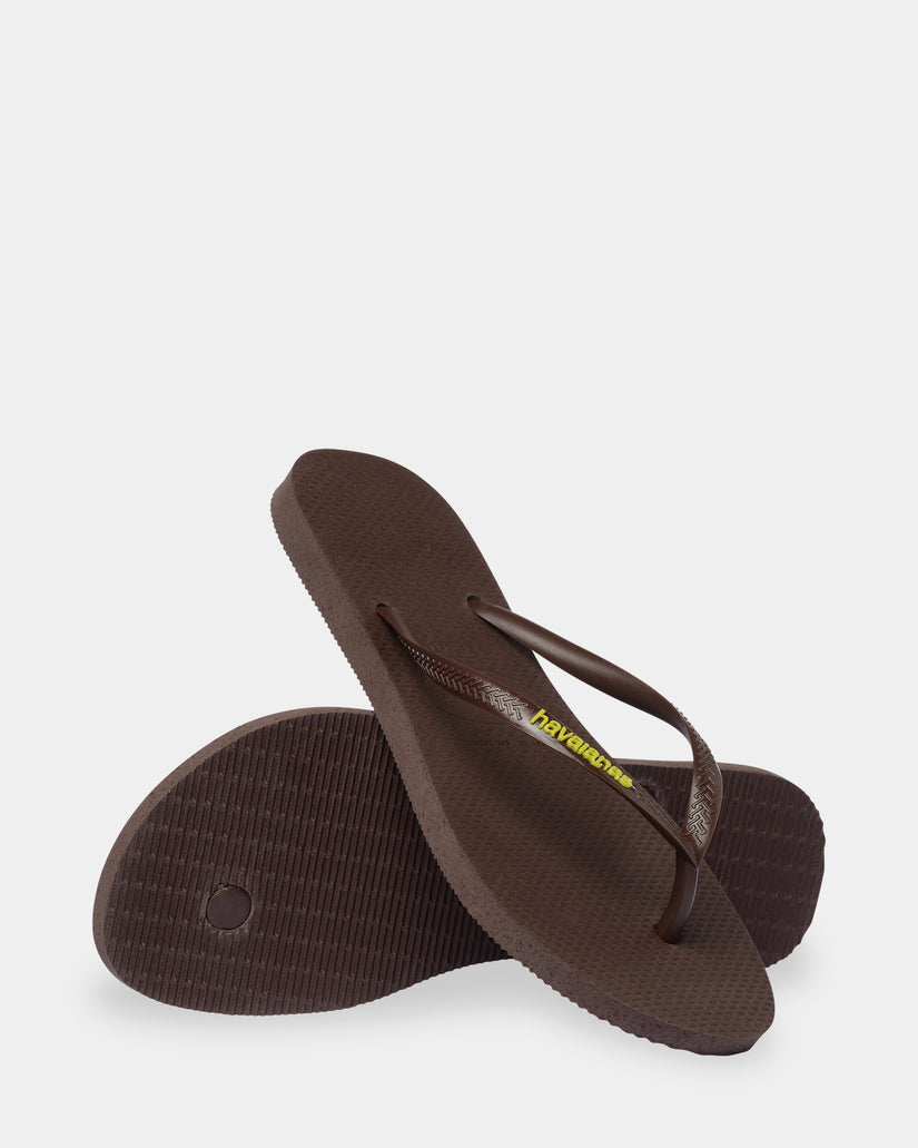 Womens Slim Rubber Logo Thongs