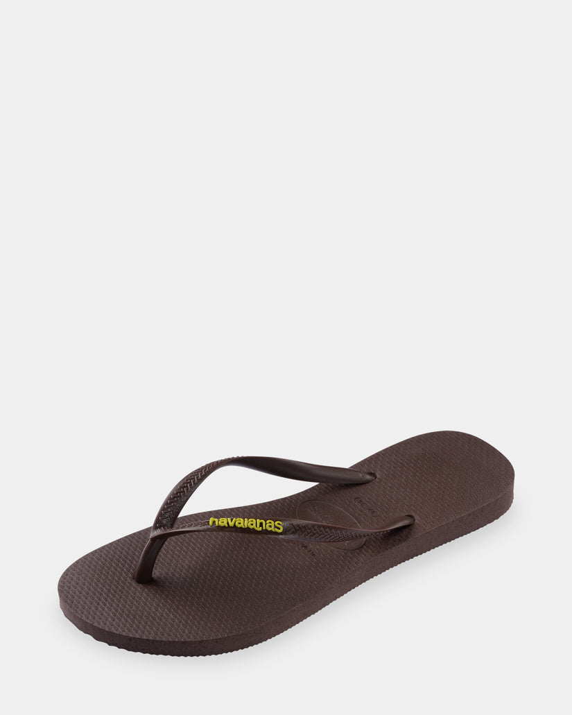 Womens Slim Rubber Logo Thongs