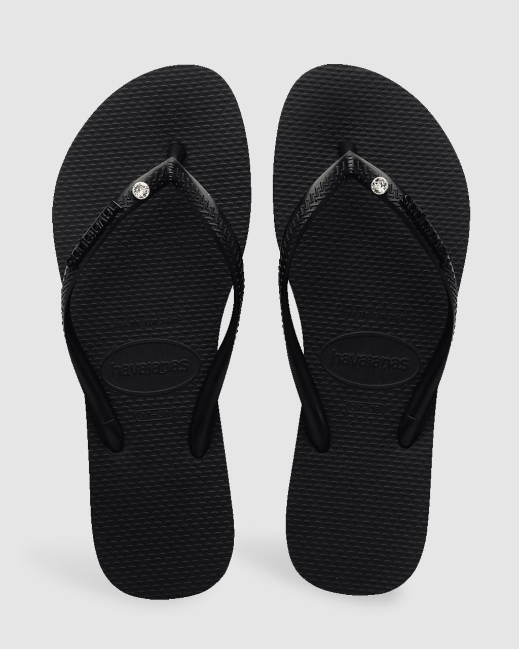 Womens Slim Metal Logo Glitter II Thongs