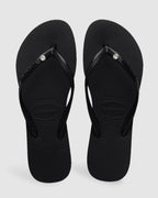 Womens Slim Metal Logo Glitter II Thongs