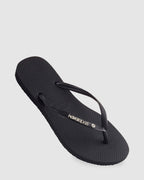 Womens Slim Metal Logo Glitter II Thongs