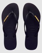 Womens Slim Metal Logo Thongs