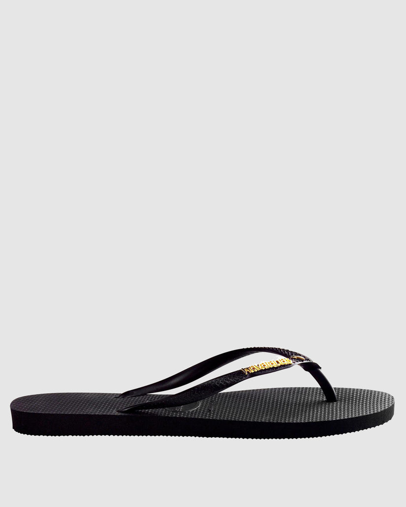 WOMENS SLIM METAL LOGO THONGS