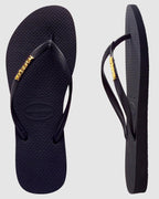 Womens Slim Metal Logo Thongs