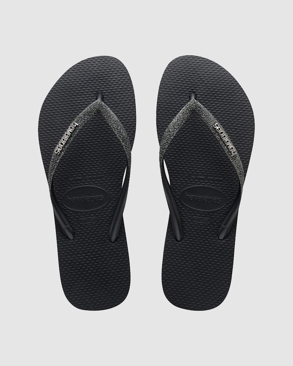 SLIM METAL LOGO GLITTER THONGS