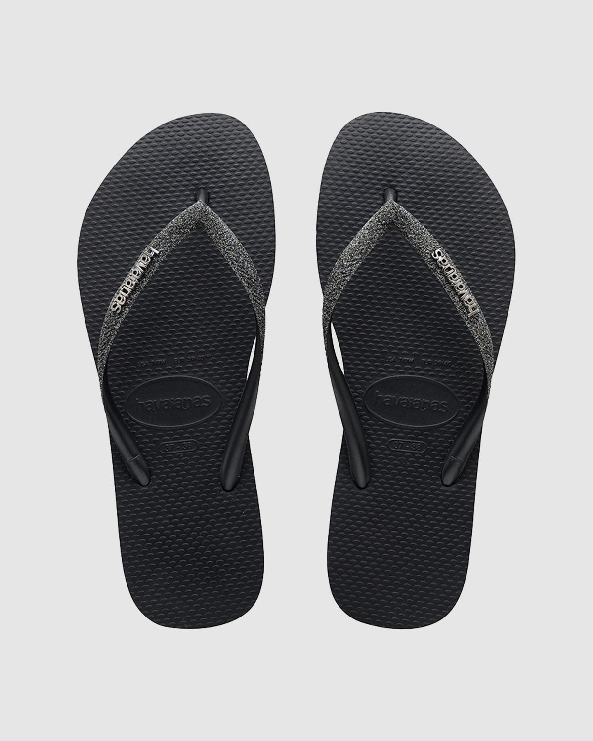 SLIM METAL LOGO GLITTER THONGS