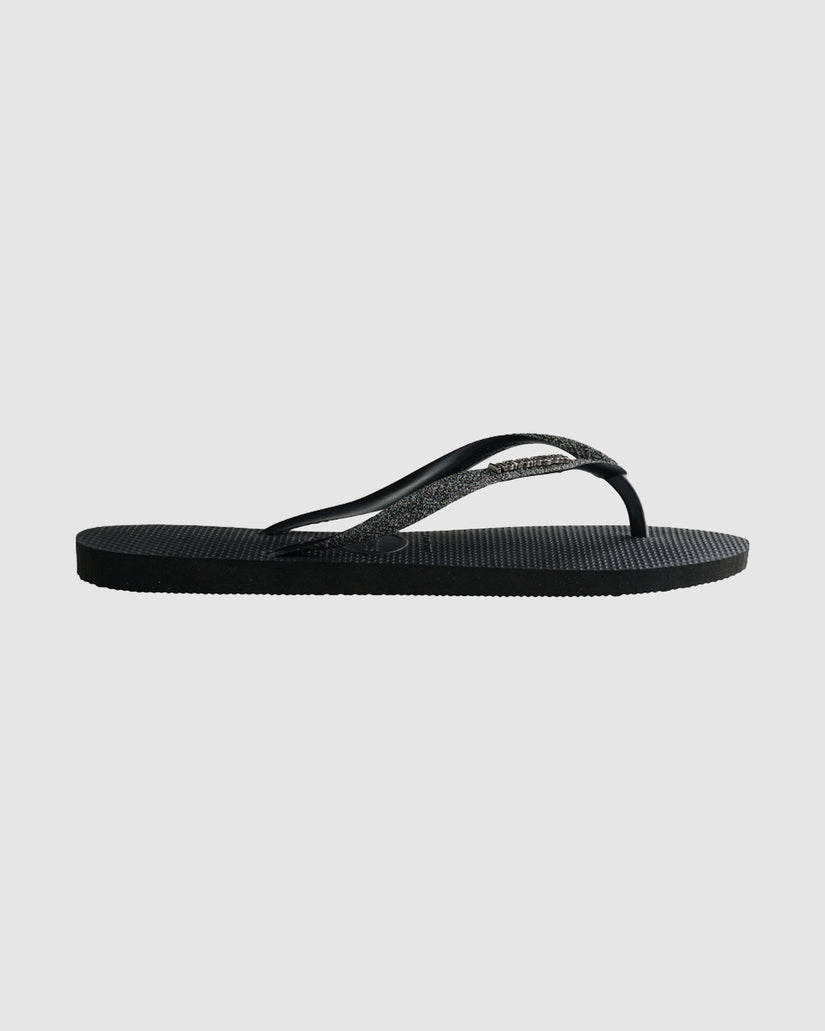 SLIM METAL LOGO GLITTER THONGS