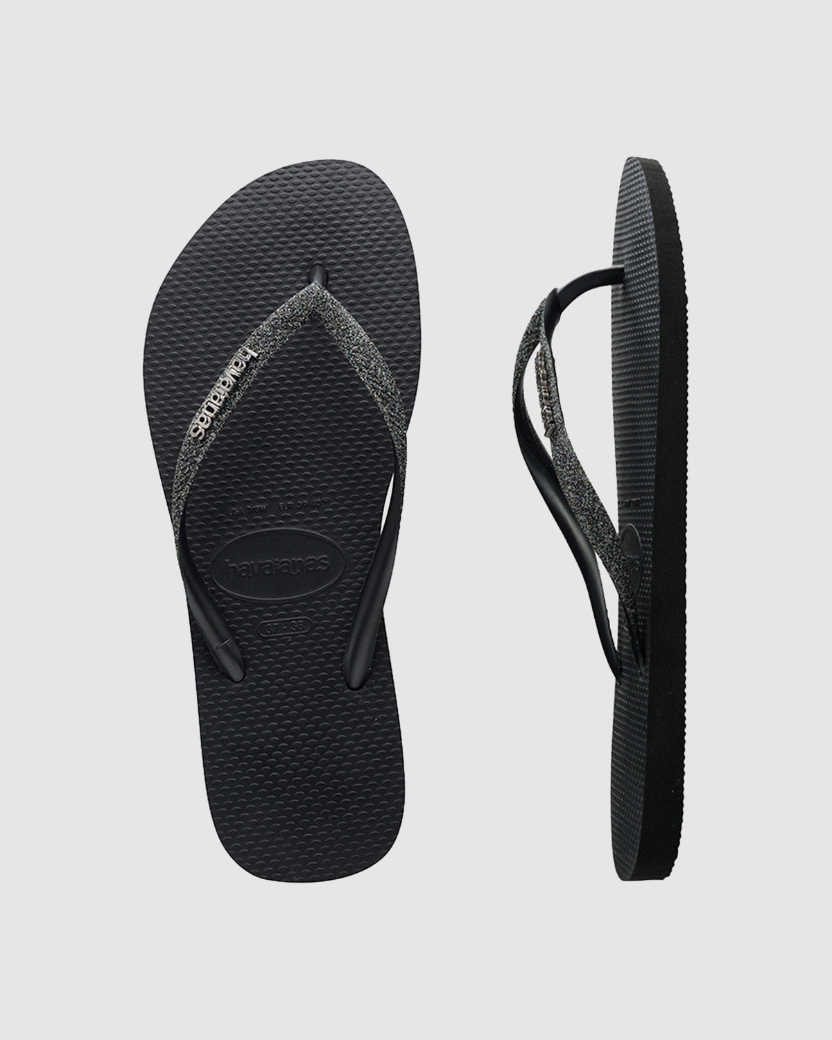 SLIM METAL LOGO GLITTER THONGS