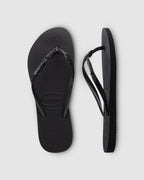 Womens Slim Metal Logo Thongs