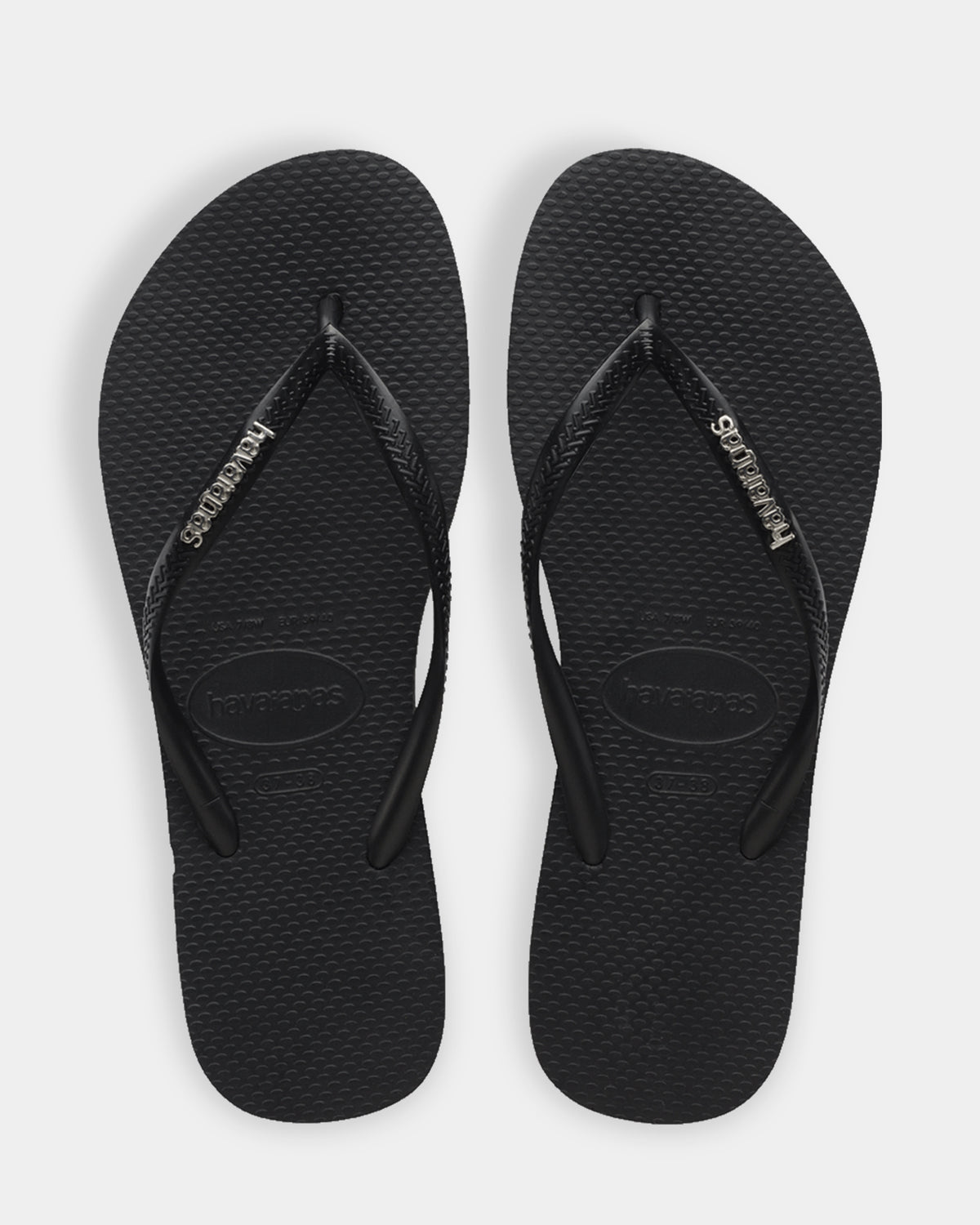 Womens Slim Metal Logo Thongs