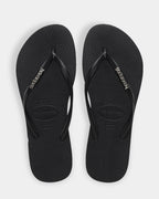 Womens Slim Metal Logo Thongs