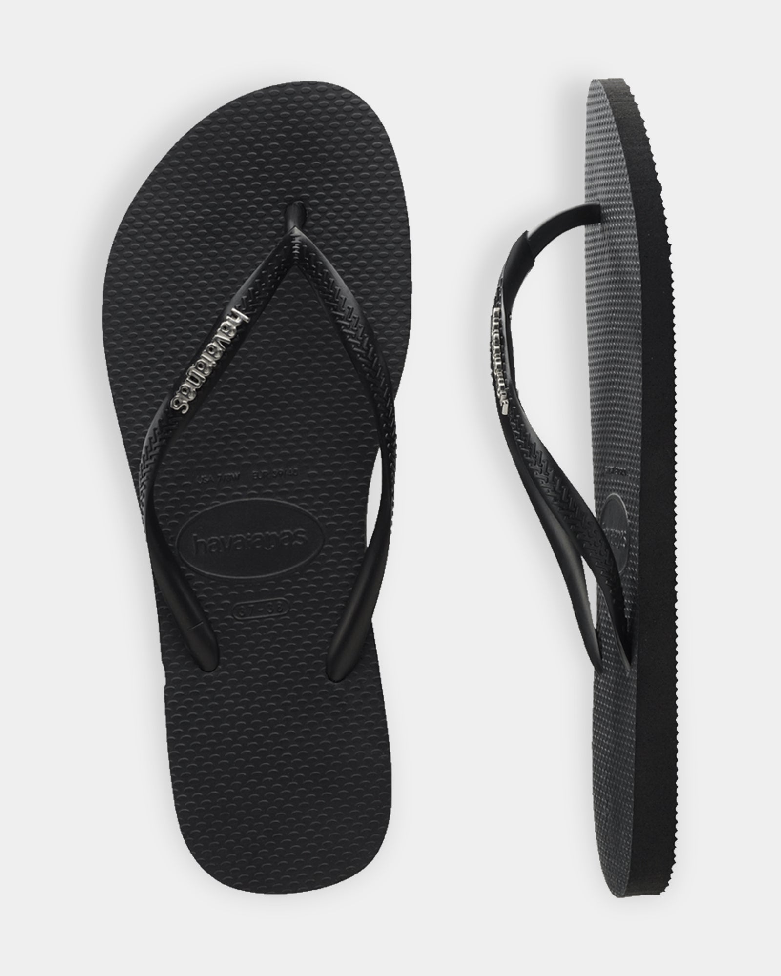 Buy Womens Slim Metal Logo Thongs by Havaianas Surf Dive 'n Ski