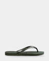 Womens Slim Metallic Green Olive Thongs