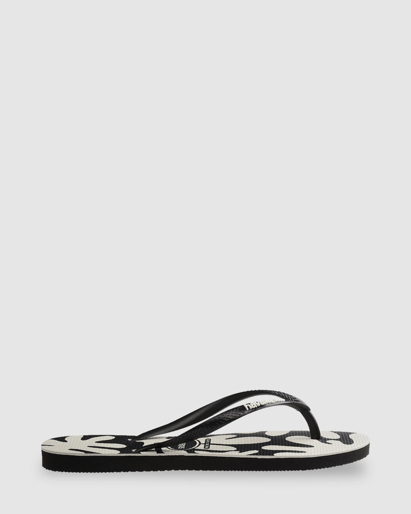 Womens Slim Coral Black Thongs
