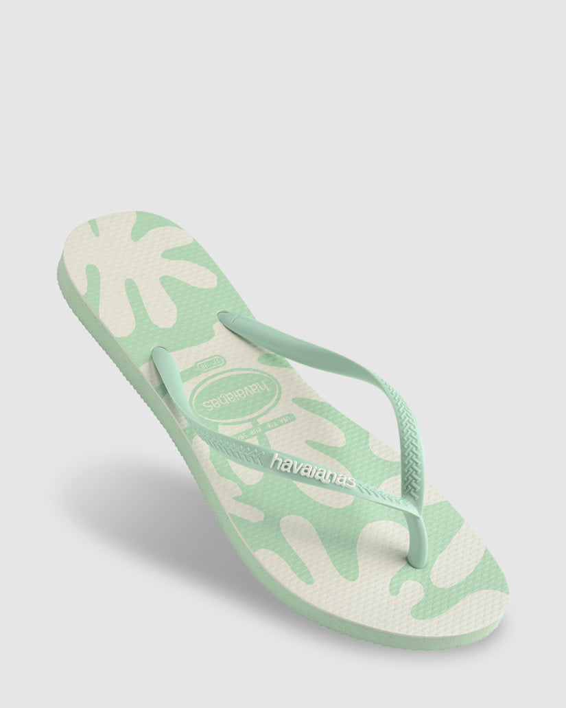 WOMENS SLIM CORAL GREEN THONGS