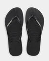 Womens Slim Rubber Logo Thongs