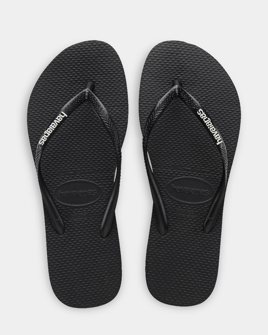 Womens Slim Rubber Logo Thongs