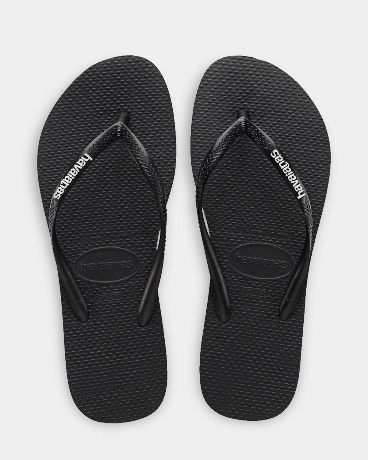 Womens Slim Rubber Logo Thongs