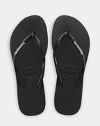 Womens Slim Rubber Logo Thongs