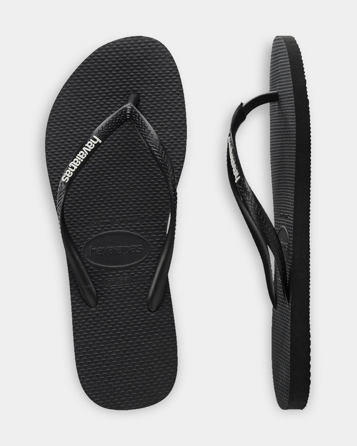 Womens Slim Rubber Logo Thongs