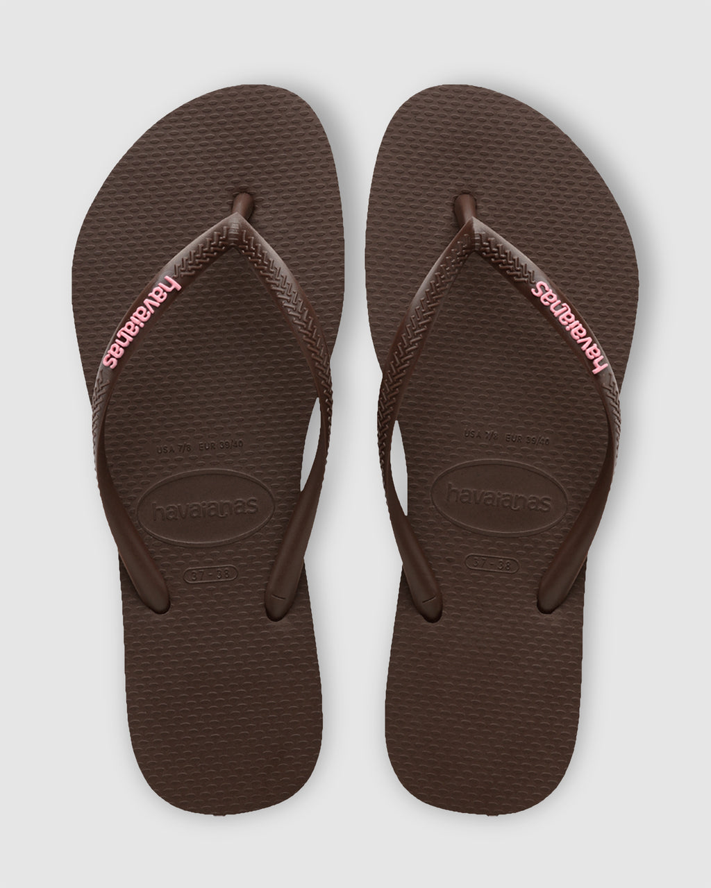Womens Slim Rubber Logo Thongs