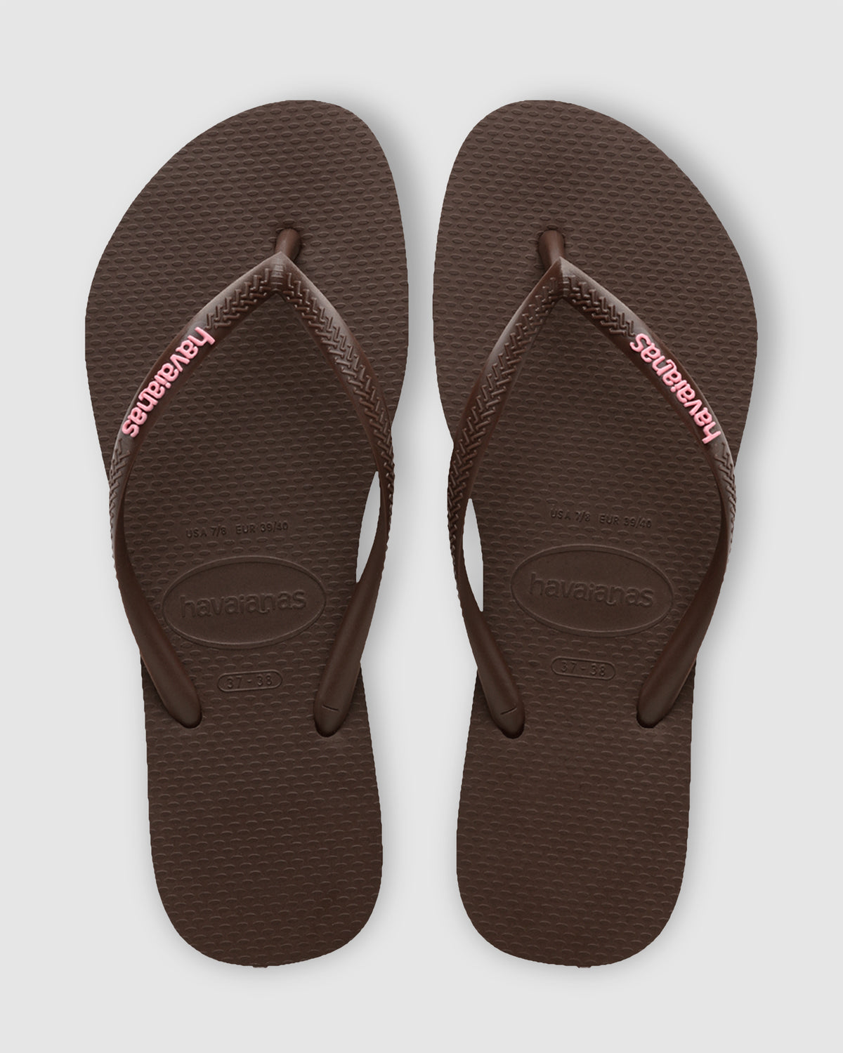Womens Slim Rubber Logo Thongs