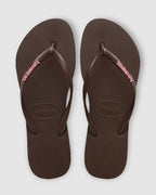 Womens Slim Rubber Logo Thongs