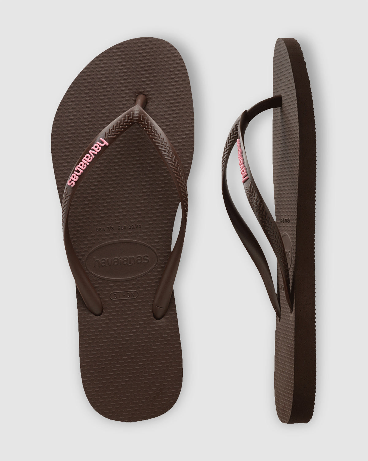 Womens Slim Rubber Logo Thongs