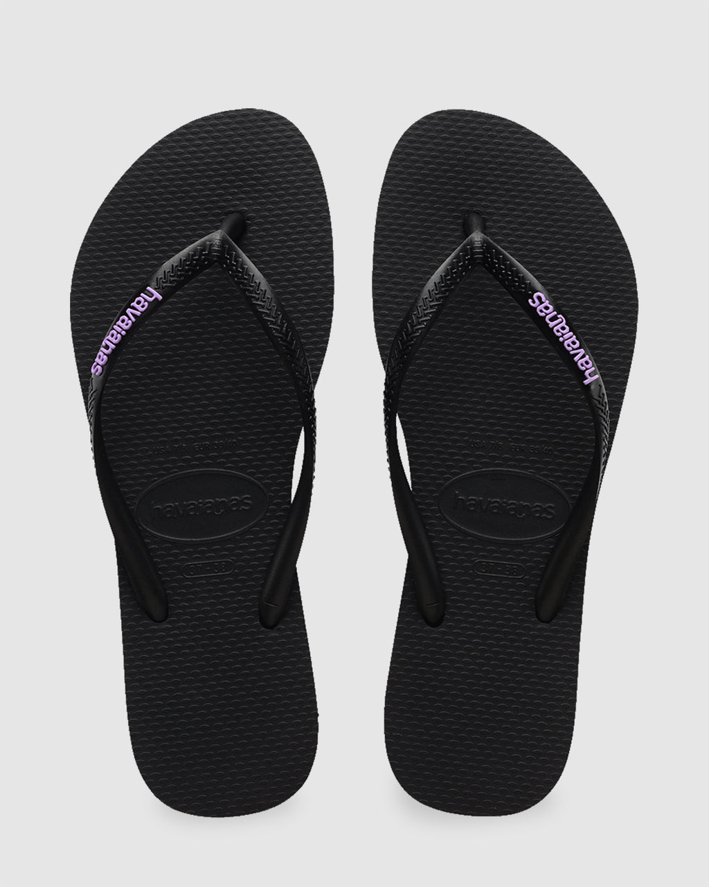 Womens Slim Rubber Logo Thongs