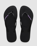 Womens Slim Rubber Logo Thongs