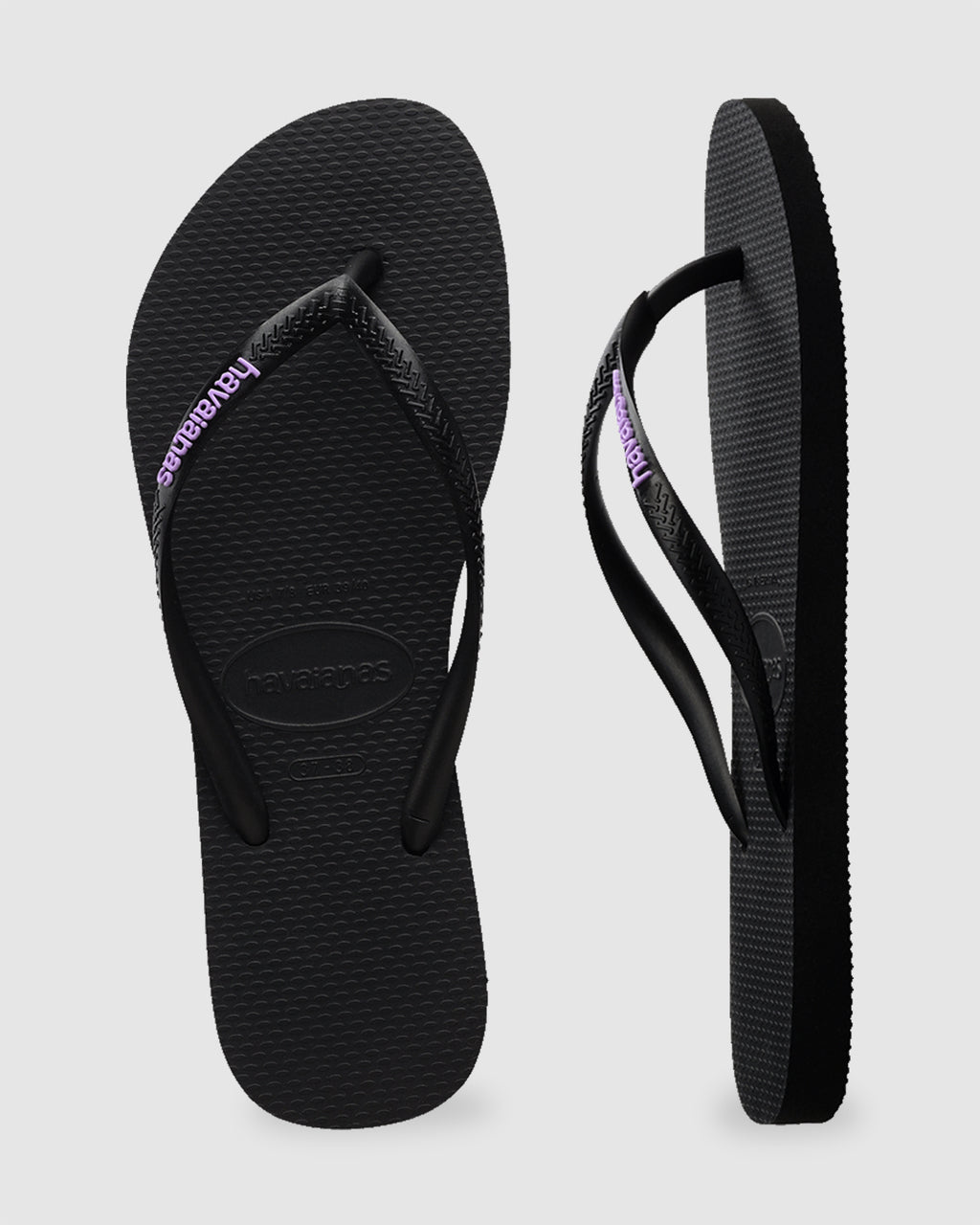 Womens Slim Rubber Logo Thongs