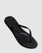 Womens Slim Rubber Logo Thongs