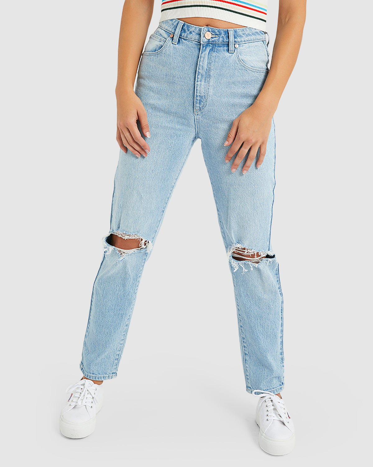 Womens A 94 High Slim Gina Rip Denim Jeans