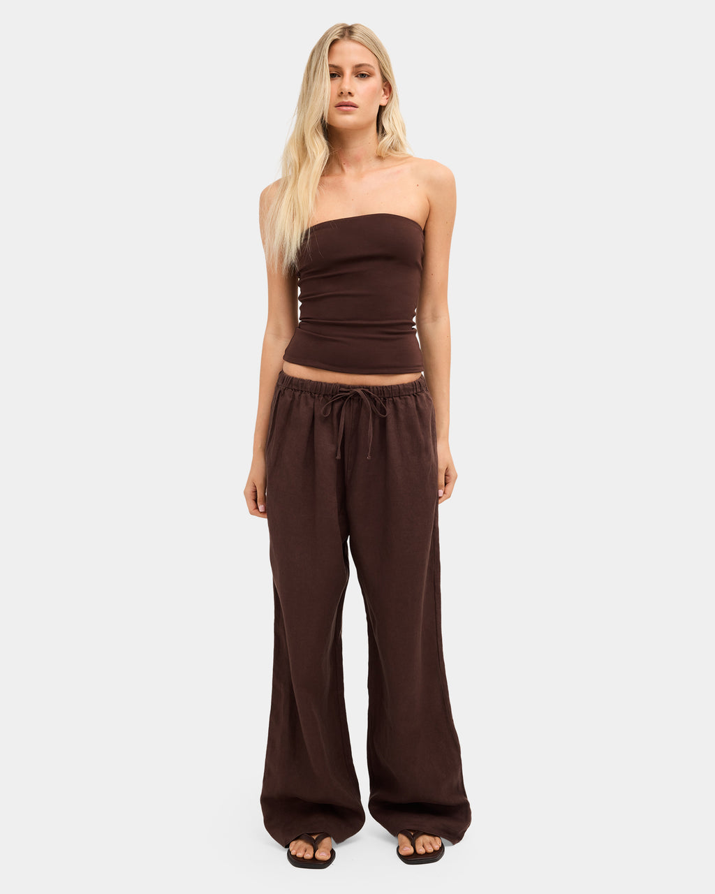 Womens Lynxley Linen Elastic Waist Pants