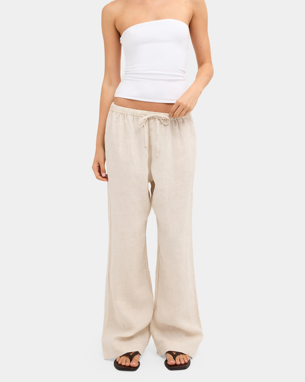 Womens Lynxley Linen Elastic Waist Pants