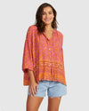 WOMENS BOHO BUTTON THRU TOP