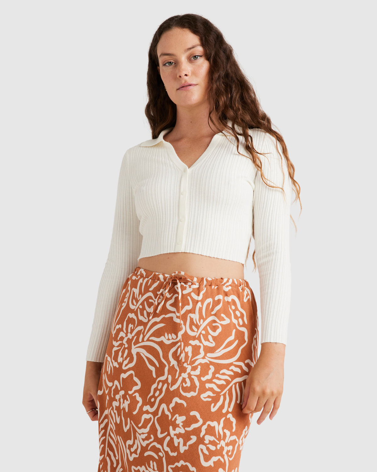 WOMENS BUTTON THRU KNIT LONG SLEEVE SHIRT