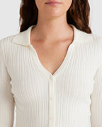 WOMENS BUTTON THRU KNIT LONG SLEEVE SHIRT