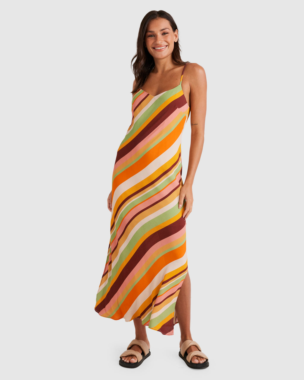 WOMENS SAFFRON BIAS MIDI DRESS