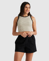 WOMENS BOY STRIPE CROP TANK TOP