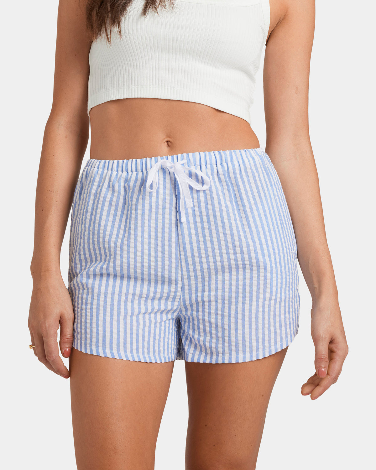 Women Swiper Stripe Elastic Waist Shorts