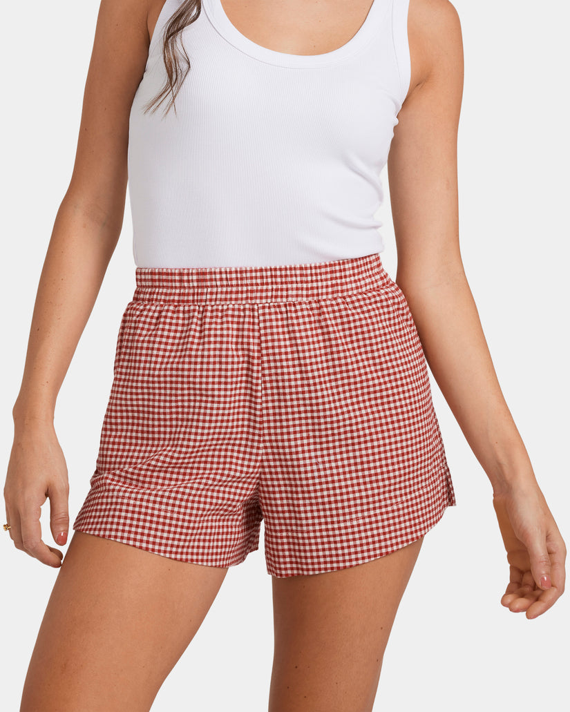 Womens Strawberry Elastic Waist Shorts