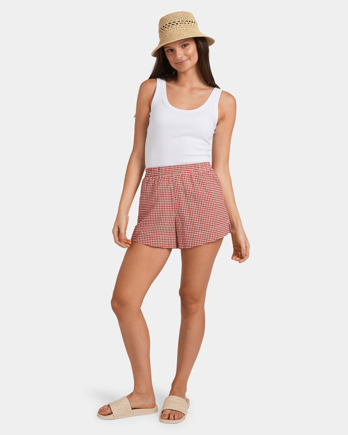 Womens Strawberry Elastic Waist Shorts