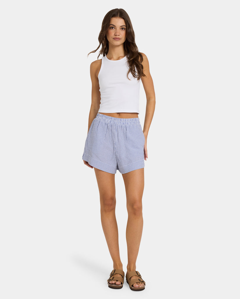 Womens Wilderness Stripe Elastic Waist Shorts