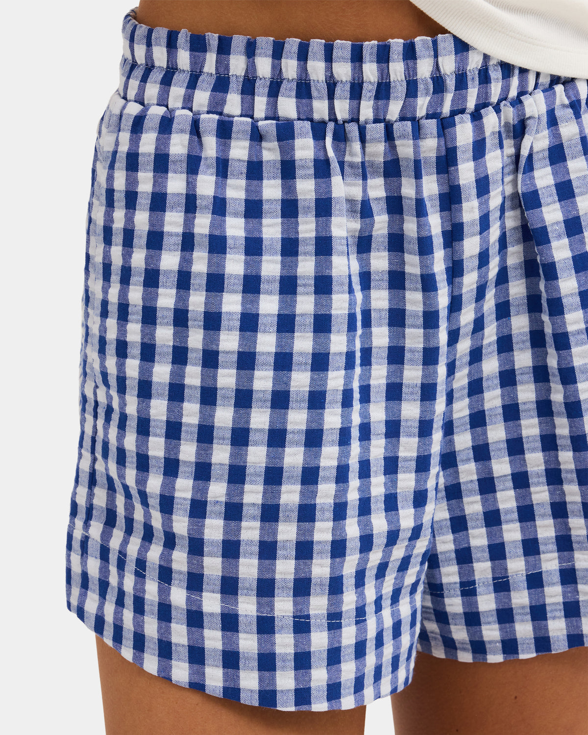 Womens Venice Check Elastic Waist Shorts