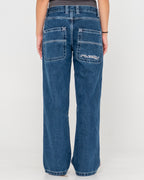 WOMENS FLIP MOMMY LOW RISE WIDE LEG DENIM JEANS