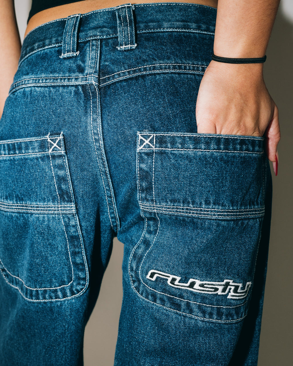 WOMENS FLIP MOMMY LOW RISE WIDE LEG DENIM JEANS