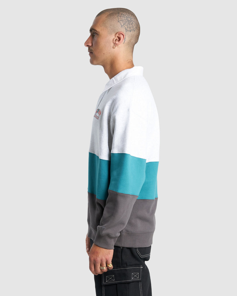 Mens Get Off Paneled Rugby Fleece Jumper