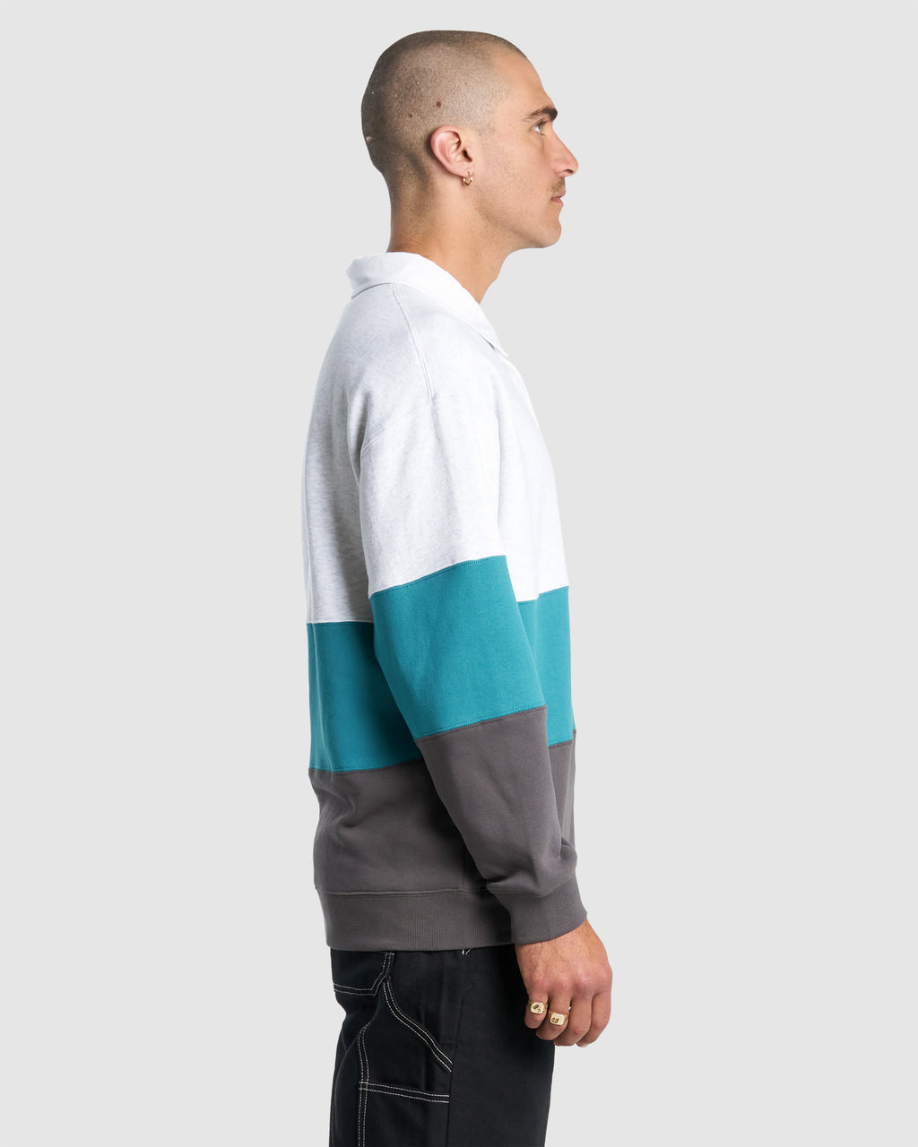 Mens Get Off Paneled Rugby Fleece Jumper